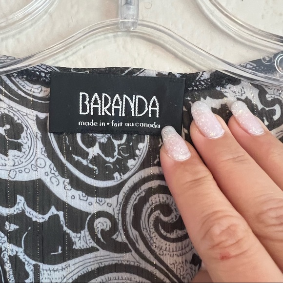 Baranda Black White Paisley print sleeveless tunic blouse size large extra large - Picture 9 of 9